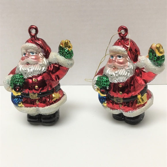 Other - Vintage Blown Glass Santa Christmas Ornaments